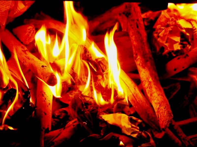 Kiss on a night , campfire