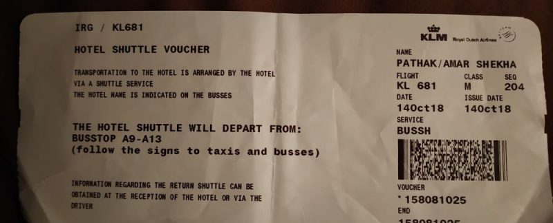 Ibis hotel stay voucher at Amsterdam airport